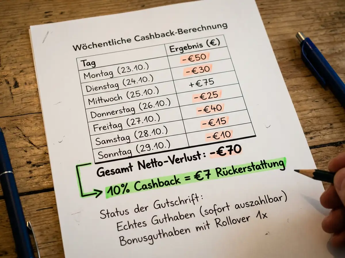 Cashback-Promotion Squash Sportwetten Nettoverluste Erstattung Satz 5 bis 20 Prozent Bedingungen