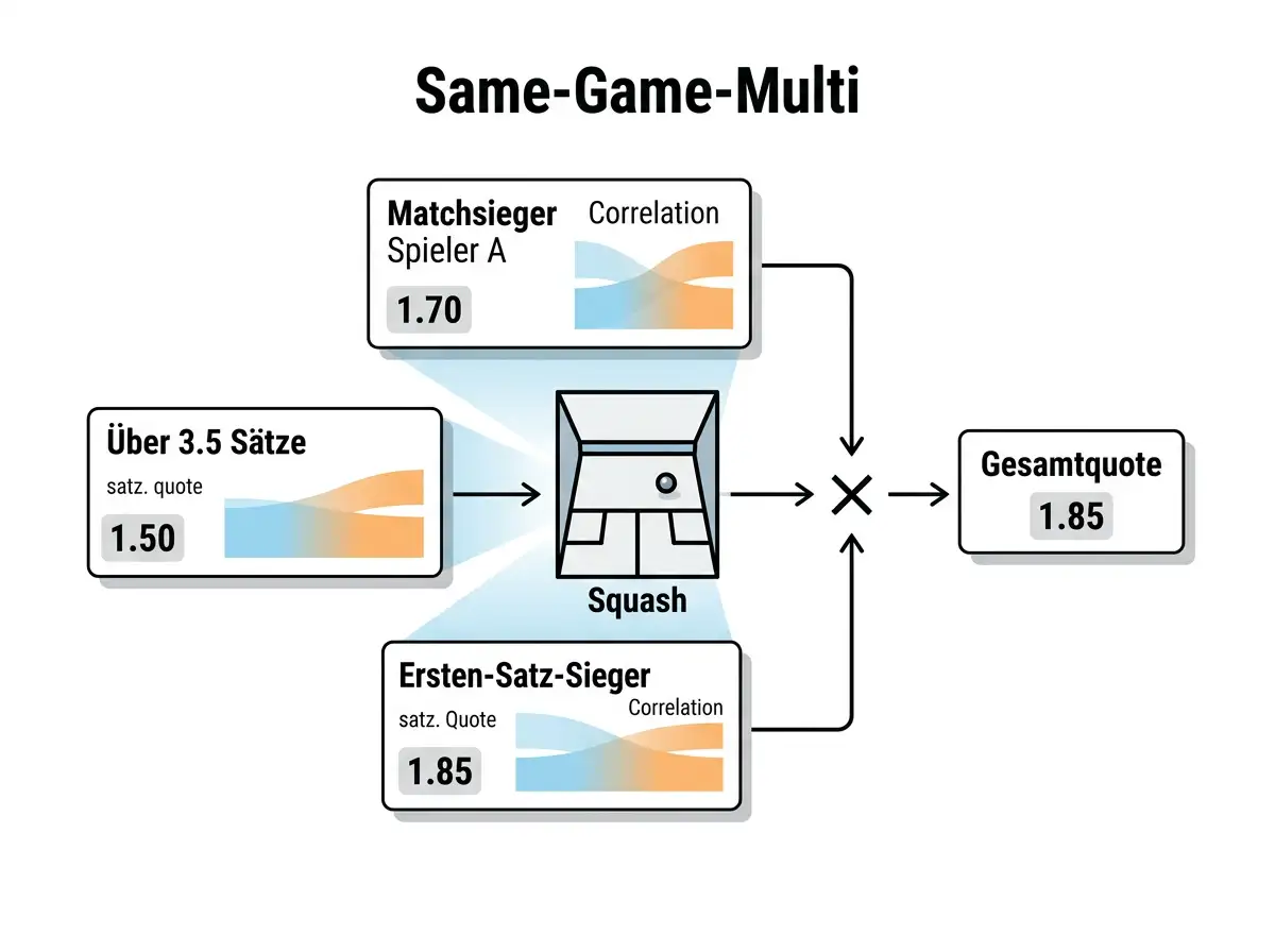 Erklärungsgrafik zum Bet Builder Same-Game-Multi für Squash-Wetten mit kombinierten Märkten