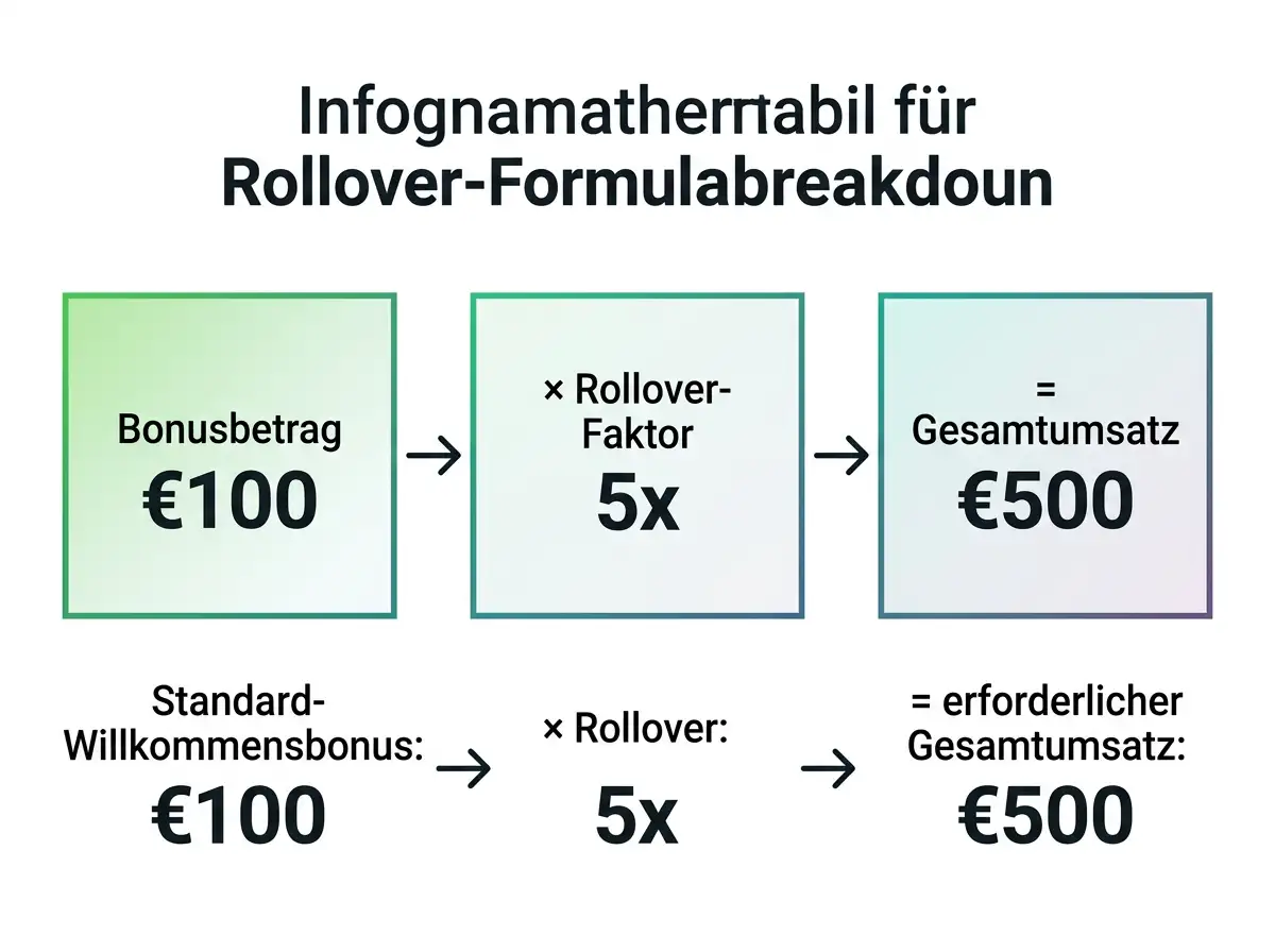 Rollover-Rechenbeispiel für Sportwetten-Bonus beim Squash: Bonusbetrag mal Faktor ergibt Gesamtumsatz