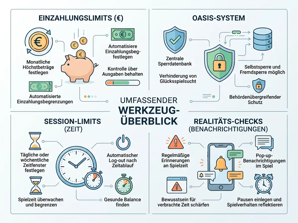 Vollständige Übersicht der Spielerschutz-Tools für Sportwetten in Deutschland – OASIS, Limits, Spielpausen