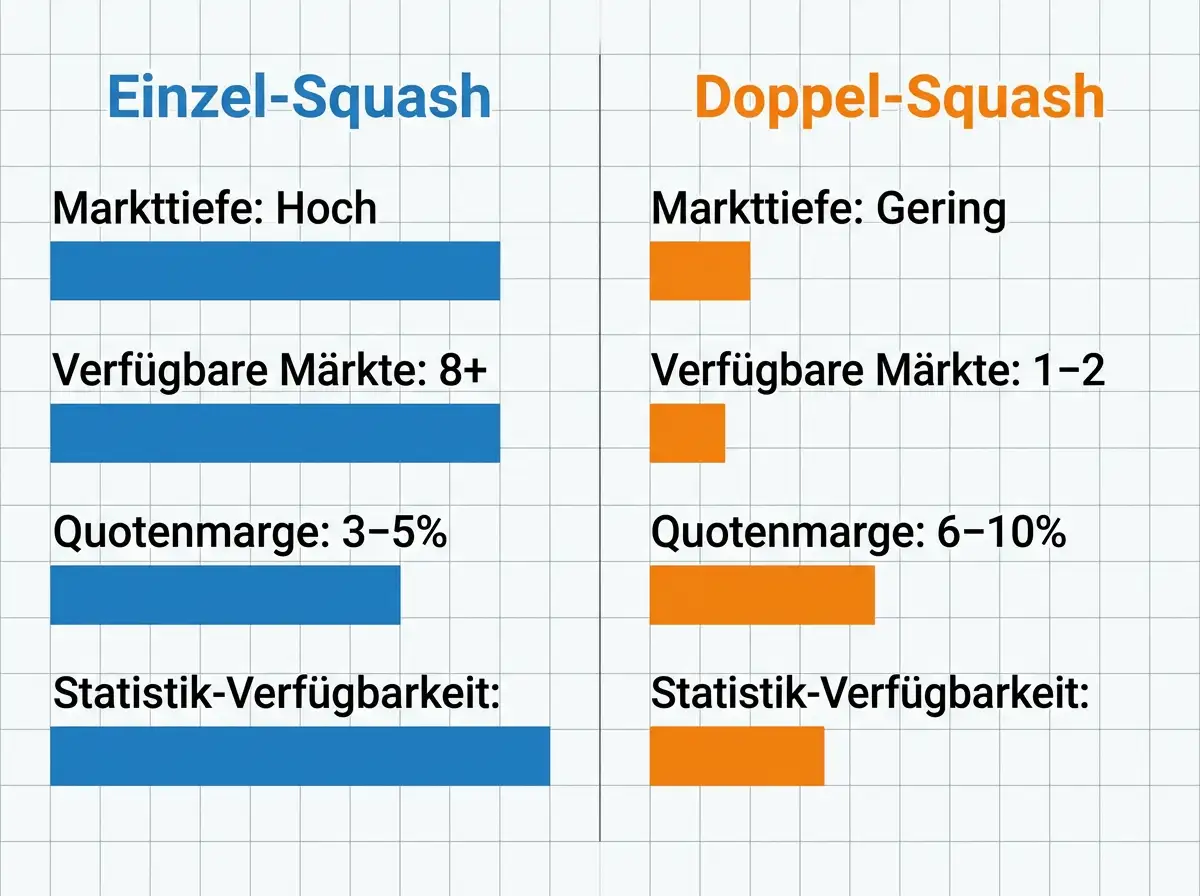 Vergleich Squash Einzel- und Doppelwetten: Markttiefe, Quotenstruktur und Analysemöglichkeiten