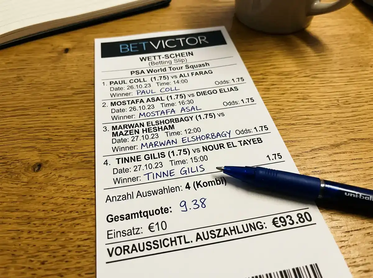 Squash Kombiwetten mehrere Squash-Matches im Wettschein kombinieren Gesamtquote Rollover