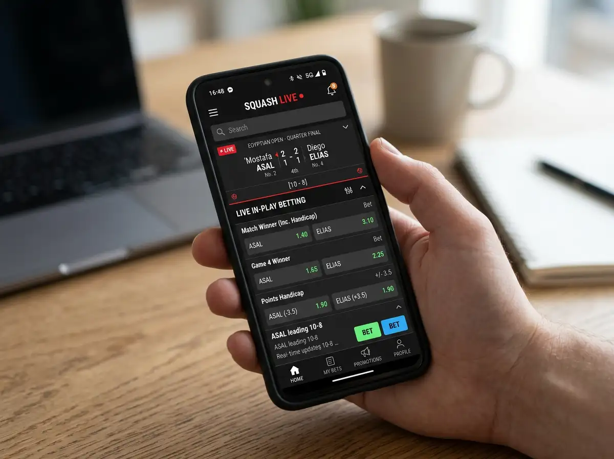 Squash Live Wetten per mobiler App – In-Play auf iOS und Android bei deutschen Anbietern