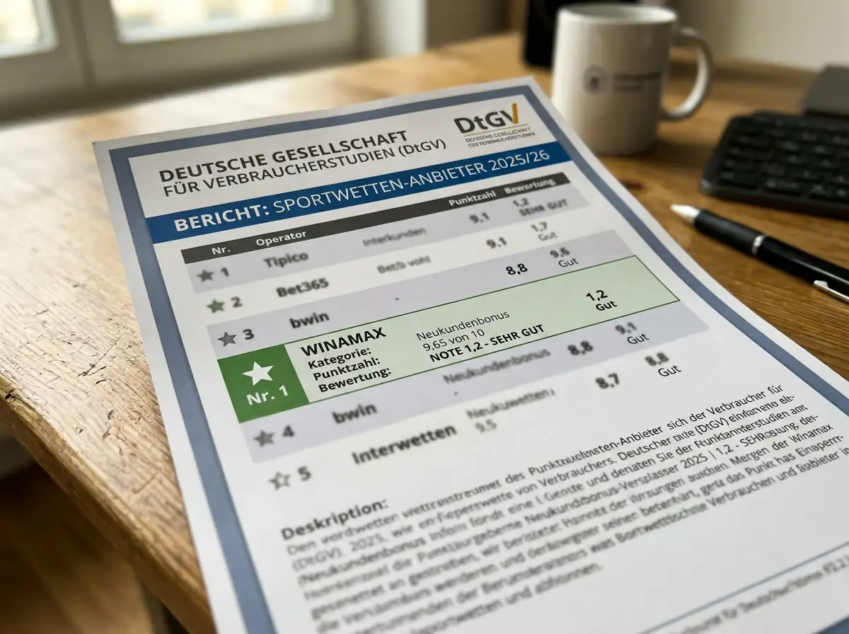 DtGV-Test 2025 2026 Neukundenbonus Bewertung 9,65 von 10 Punkte Sportwetten Anbieter