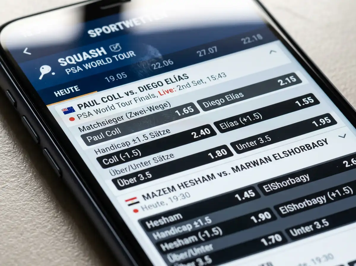 Squash Wettmärkte Zwei-Wege Handicap Über-Unter PSA World Tour Verfügbarkeit