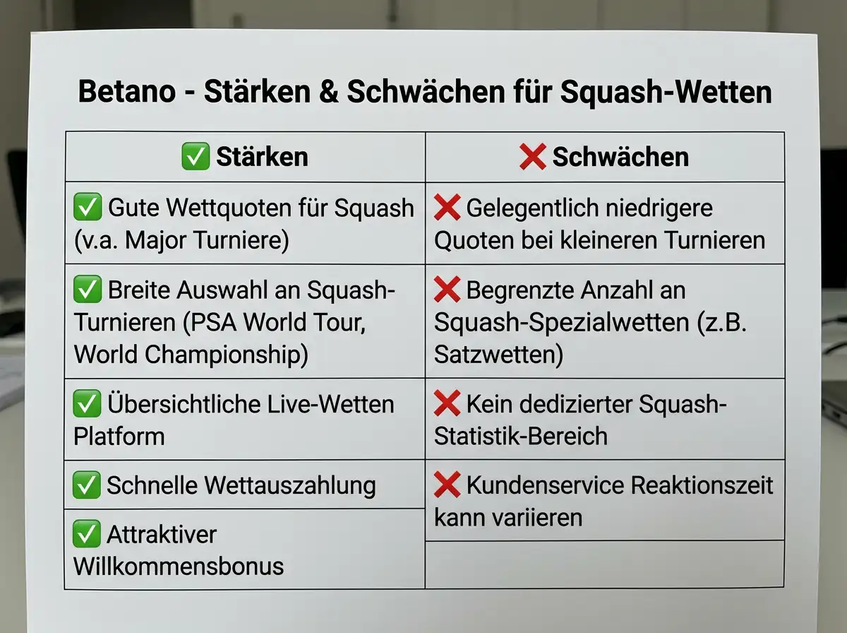Vor- und Nachteile des Gratiswetten-Modells für Squash-Wetter – Stärken und Schwächen im Überblick