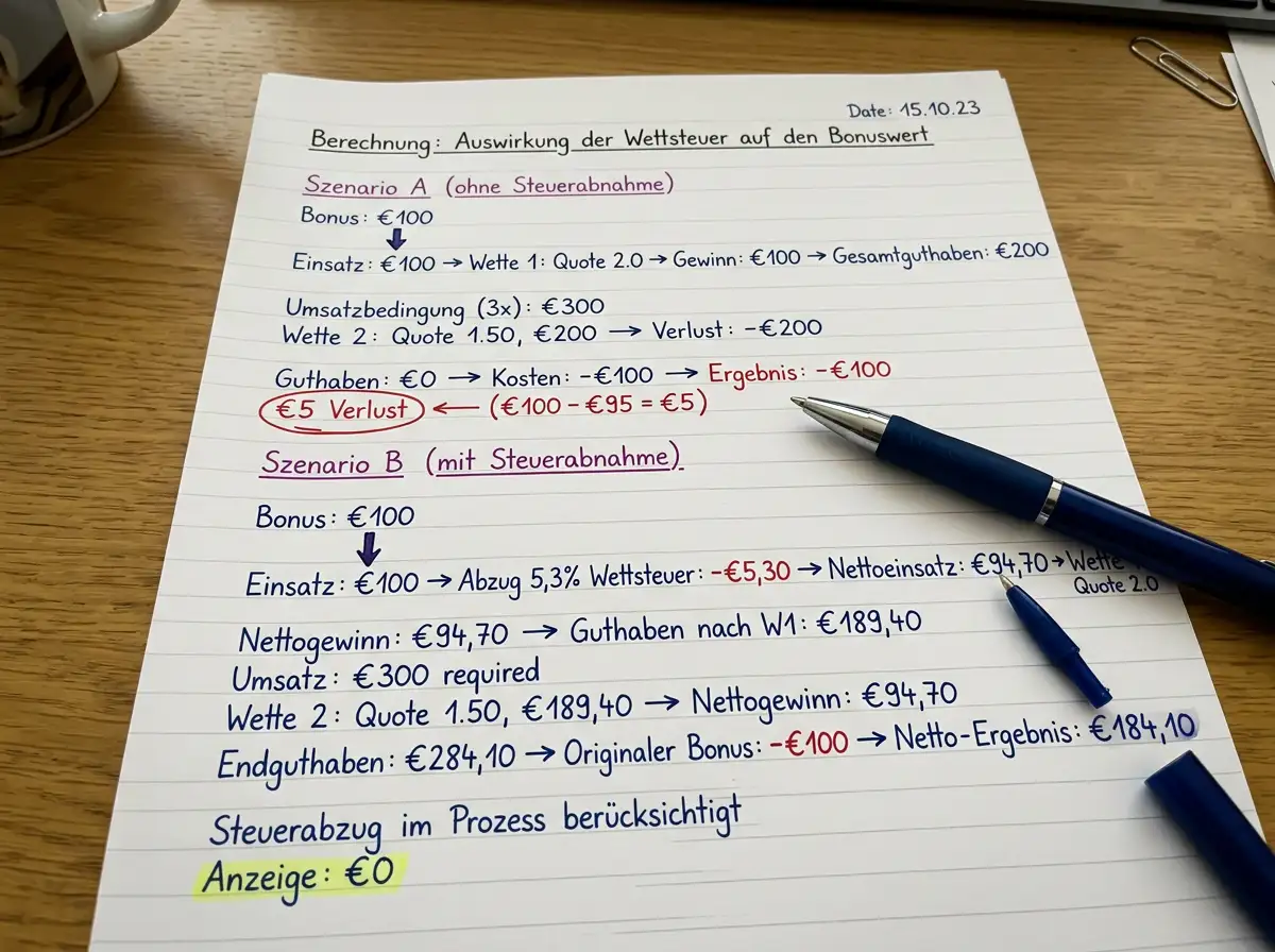 Wettsteuer Auswirkung auf Sportwetten-Bonus Rollover Berechnung Squash Wetten Deutschland